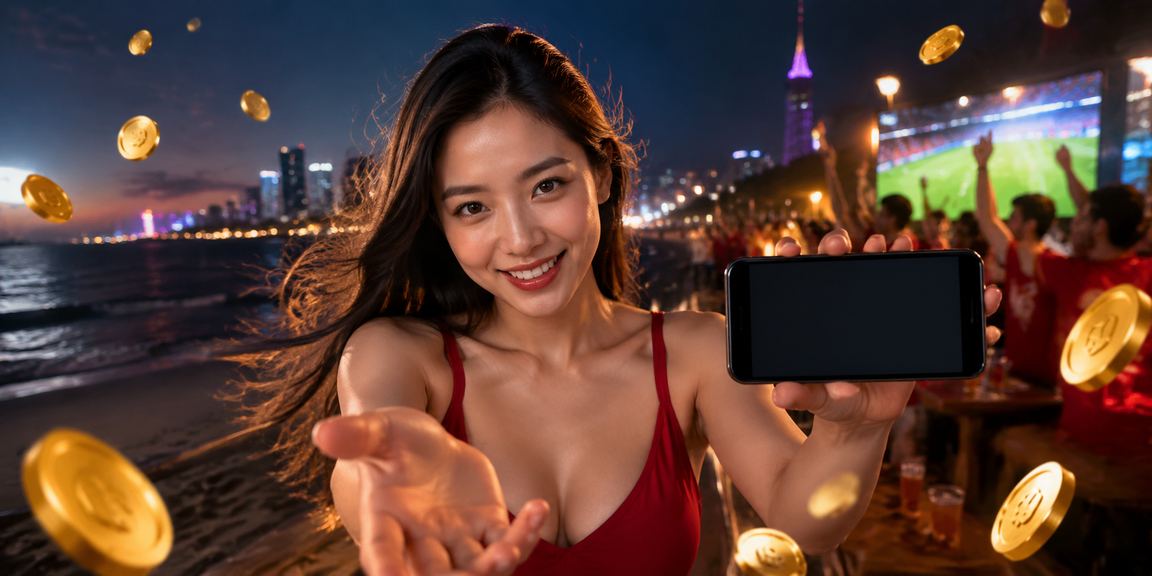 Người chơi sử dụng điện thoại chơi mobile casino tại bãi biển Sài Gòn